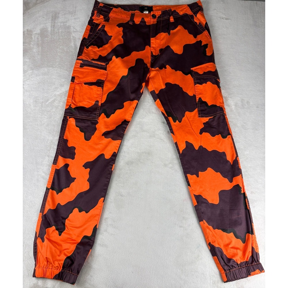 10 Deep Mens Orange Purple Camo Cargo Jogger Pants Size 38 Streetwear Utility